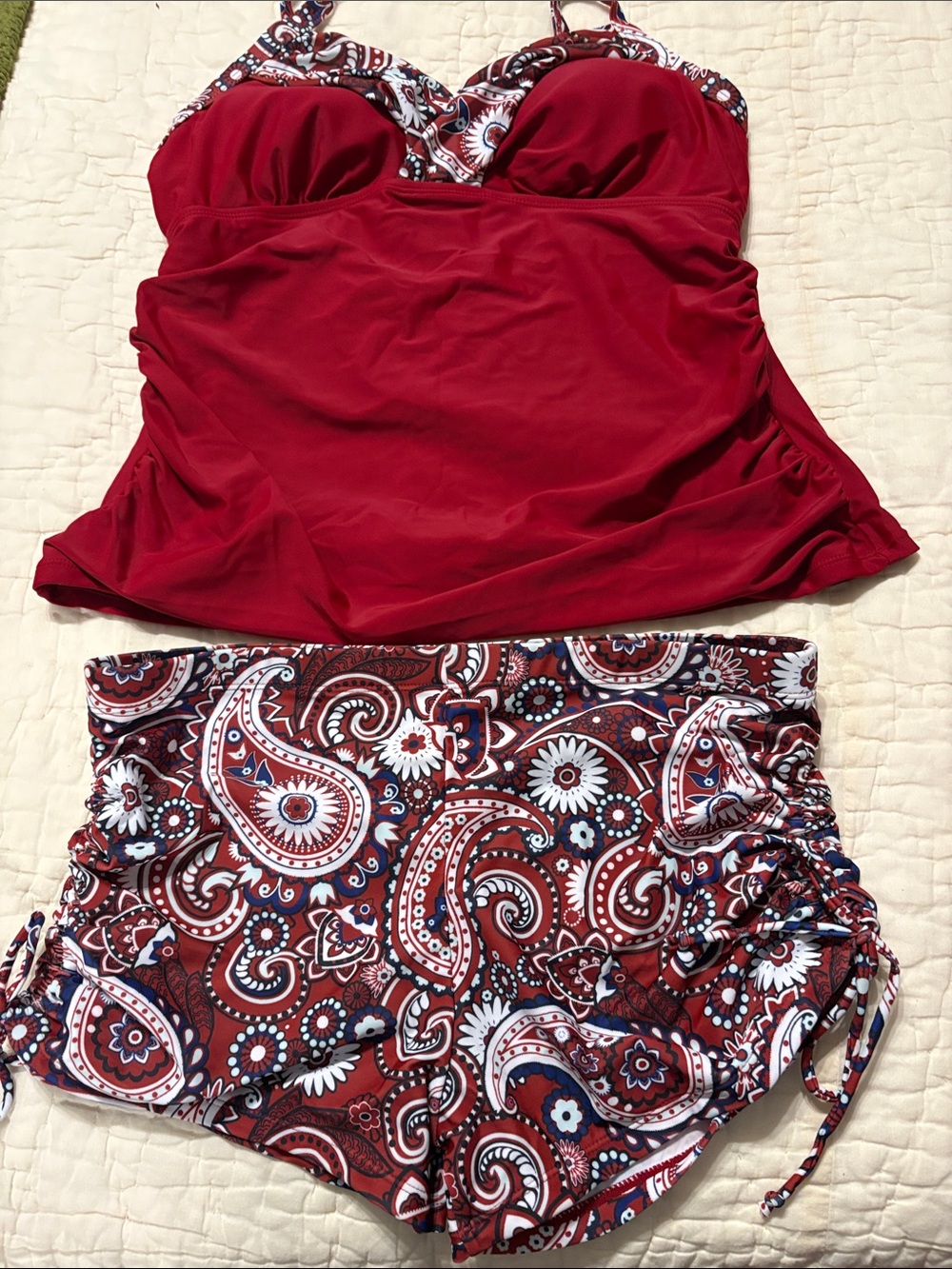 Red Paisley Two-Piece Tankini Set